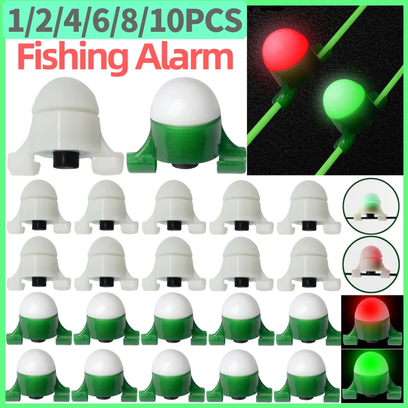 Bite Indicator - 2-8 Stück LED-Nachtangel-Alarmleuchte, Angelruten-Clip mit Glocke,